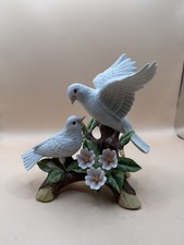 Two White Doves with Flowers