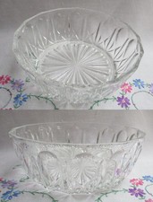 VINTAGE LARGE LEAD CRYSTAL CLEAR CUT GLASS TRIFLE FRUIT BOWL 8" 21cm DIAMETER