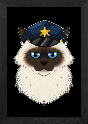 Police birman cat framed - police,