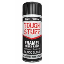TOUGH STUFF ENAMEL BLACK GLOSS SPRAY PAINT FOR WOOD METAL 400ML