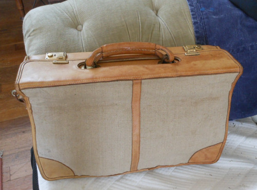 Leather canvas briefcase - leather,,