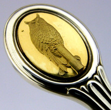 SOLID STERLING SILVER OWL ANIMAL BIRD SPOON LONDON 1976 BIRD 28g