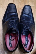 Men"s 10, Red Tape Black Leather Shpes, 4 Eyelet Lace Up, Oxford Brogue, Next DD