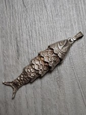 Antique Vintage Sterling Silver Fish Pendant