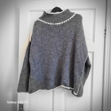 Chunky Hand-Knitted Grey Wool
