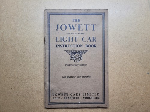 Jowett light car - light, instruction