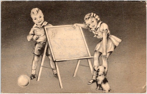 1940s 50s postcard - 1940s-50s, divided