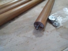 Set of 4 Retro Stained Beech Table Legs With Castors 3 Sets Available