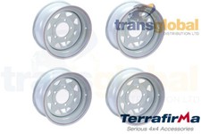 White Modular 7x16 Steel Road Wheel x4 for Land Rover Defender Discovery 1 RRC