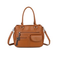 Women's Spacious Grab Handle Handbag Front Pocket Ladies Crossbody Shoulder Bag