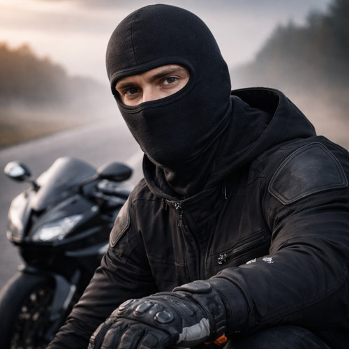 Black balaclava single eye - black,