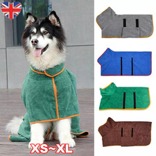 UK Dog Bathrobe Towel Microfibre Bath Robe Pet Super Absorbent Drying Coat XS-XL