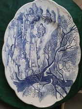 Large 16" Old Meakin Blue & White Ironstone Meat Plate/ Platter
