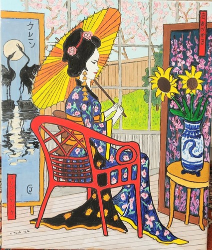 Original painting geisha in - original,