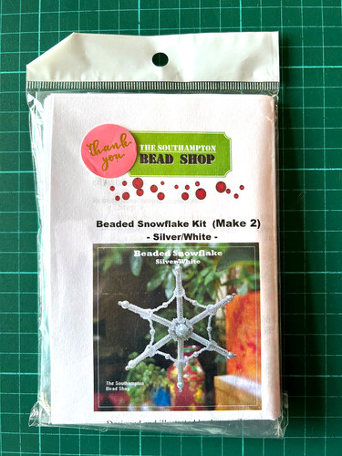 Silver white snowflake - snowflake, beading