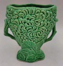 Vintage Sylvac Vase Green Double Handle Leaf Pattern 5.5" Height Design No. 2118