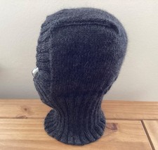 A man's hand knitted pure alpaca wool balaclava in charcoal grey, M, new.