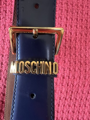 Moschino blue leather belt - leather,