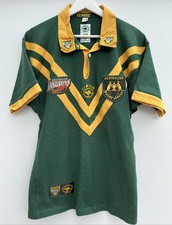 Australia Rugby League Shirt ARL Green Yellow Short Sleeve Mens 38 Small S