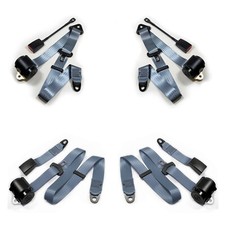 Classic Mini Seat Belt Kit 4 GREY Belts for Austin Morris Mini, Full Vehicle Set