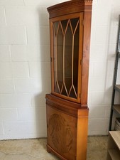 Tall Display Wooden Display Corner Cabinet With Glass Door with Inlay
