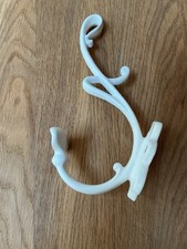 Large White Enamel Painted Cast Iron Coat Hook Vgc Plus Extra Hook To Restore