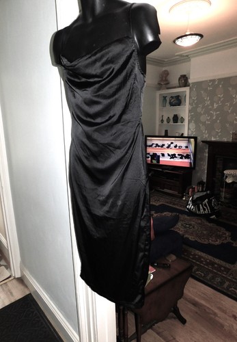 Ladies full length black satin - length,