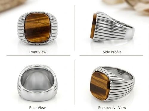 Men silver tone signet - silver-tone,