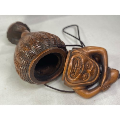 Japanese wooden inro oni old - inro,