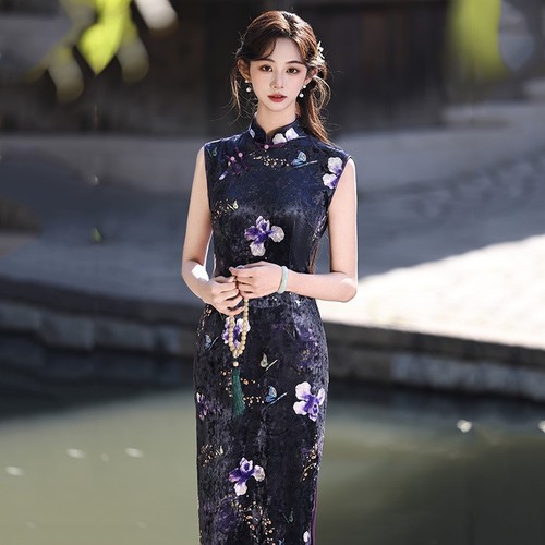 Black purple floral - black,