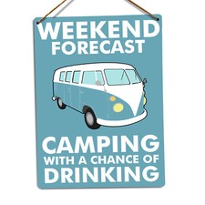 Metal Wall Sign - Weekend Forecast...Camper Van - BLUE - Gift Holiday Summer