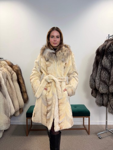 Mink fur coat sheared - mink, white