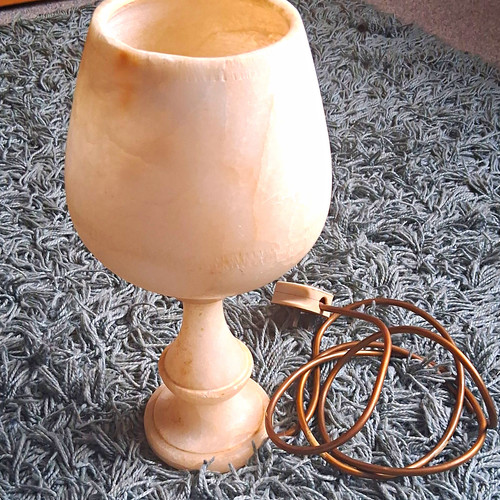 Beige stone table lamp - beige,