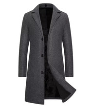 Men's Winter Warm Formal Trench Coat Long Jacket Smart Work Overcoat Outwear