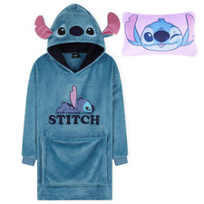 Disney Kids Stitch Hoodie Blanket And Cushion 2-In-1 Loungewear Nightwear Poncho
