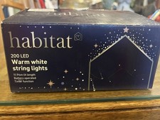 Habitat 11.94m. LED String Lights 200 Warm White Christmas Timer. 3 AA Batteries