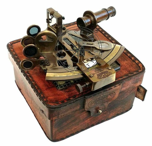 Nautical brass sextant - nautical,