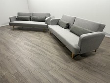 Andy Fabric 3 & 3 Seater Clic Clac Sofa Beds – Set of 2 – Grey
