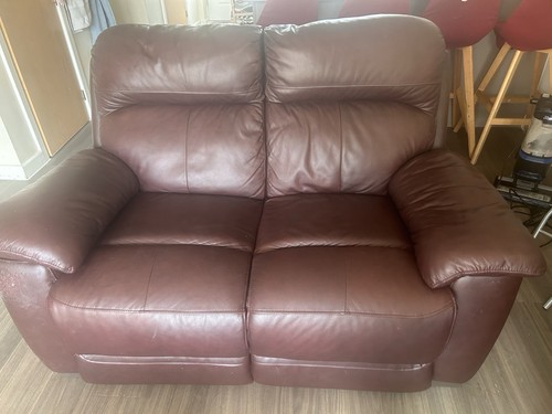 Burgundy leather seater sofa - leather,