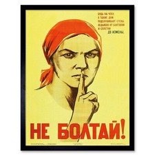 War Propaganda Ww2 Soviet Union Gossip Vintage Retro Advertising Framed Print