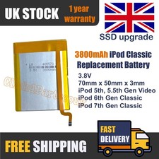 3800mAh Replacement battery iPod Classic 5th 6th 6.5 7th Gen Thin. SSD  Upgrade 