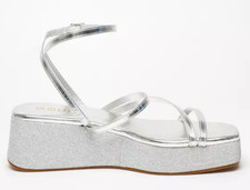 QUIZ Silver Glitter Strappy