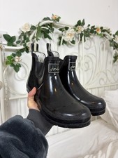 Joules wellibobs short wellies size 7 wellingtons black boots faux fur insoles