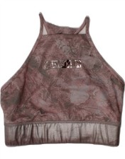 CALVIN KLEIN Womens Graphic Sport Bra Top UK 10 Small Pink Tie Dye Sports U311