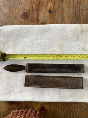 Vintage leather straight razor - leather,