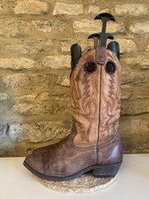 Boulet Brown Embroidered Mens Cowboy Boots UK 8 US 9EE Mid Calf Leather