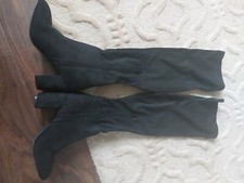 Asos black stretchy faux suede thigh high, high heel boots size 5
