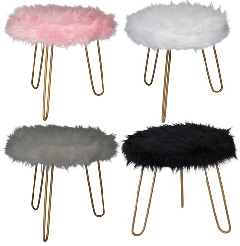 Stool faux fur vanity - faux,