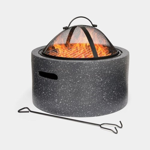 Vonhaus grey round fire - grey, pit