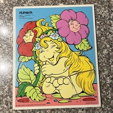 Vintage 1984 Playskool Wood Board Tray Puzzle Snugglebums Warmly Gary Goddard 